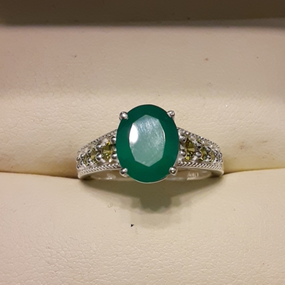 2.50ctw Genuine Green Agate-Periodt 925 - Picture 2 of 7